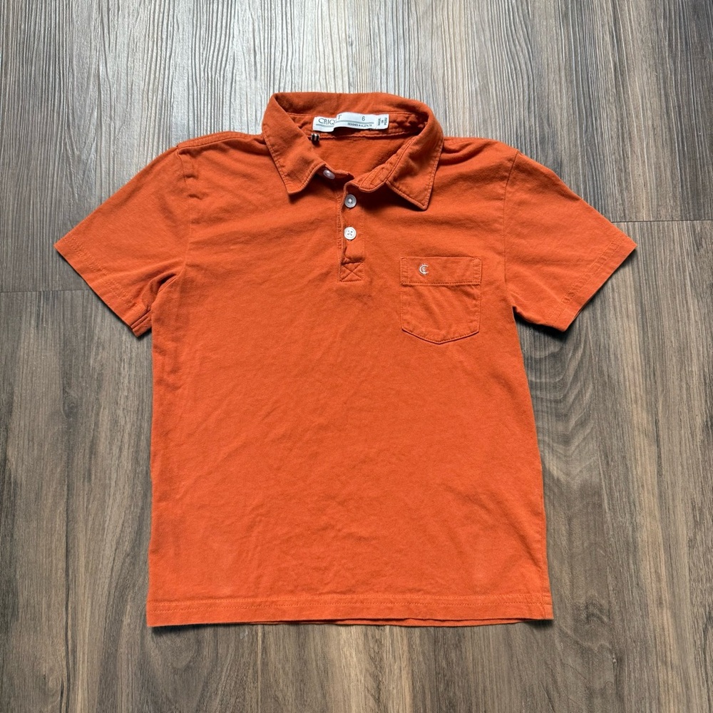 Criquet Boys UT Orange Polo Designed In Austin Size 6 Preppy Classic